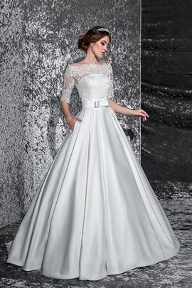 Robe de mariée humble plissé a-ligne d'epaule ecrite de traîne moyenne