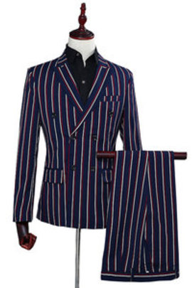 Avec pantalon ensemble robe formelle rayé blazer