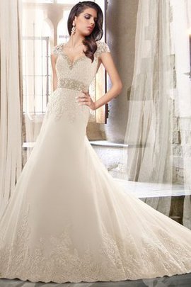 Robe de mariée en satin decoration en fleur jusqu'au sol avec perle de fourreau