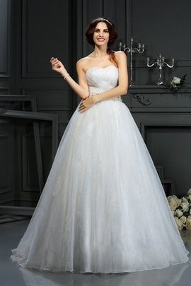 Robe de mariée longue appliques de princesse de col en cœur en organza