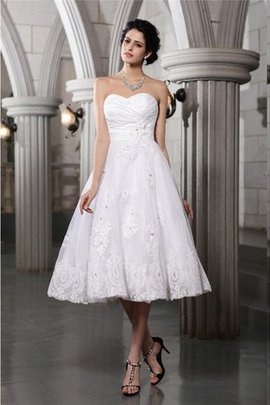 Robe de mariée bref col en forme de cœur avec zip decoration en fleur de princesse