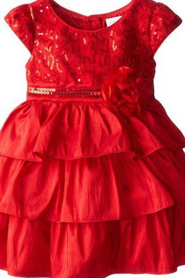 Robe de cortège enfant pailleté avec fleurs encolure ronde avec gradins