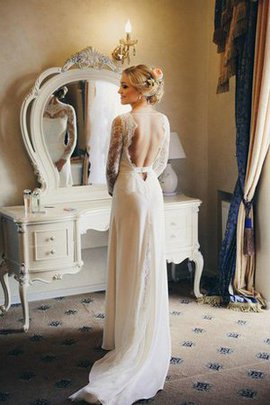 Robe de mariée facile avec manche longue en chiffon ceinture ligne a