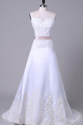 Robe de mariée de col en cœur avec perle epaule nue en satin arrivée au mollet