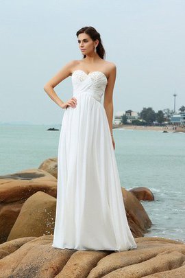 Robe de mariée avec chiffon de princesse manche nulle a plage de col en cœur