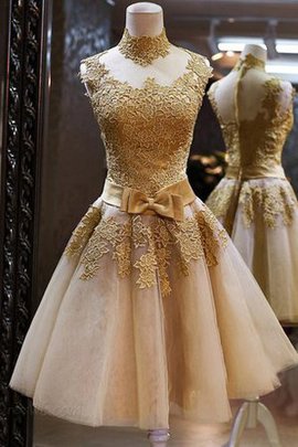 Robe fête de la rentrée en tulle decoration en fleur manche nulle avec nœud avec zip