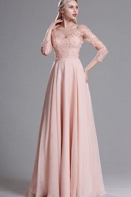 Robe de bal romantique longueur au niveau de sol avec chiffon avec manche 3/4 appliques