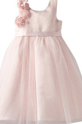 Robe de cortège enfant epaule nue avec nœud avec fleurs manche nulle ligne a