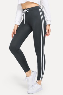 Leggings bande accrocheur rayé côté