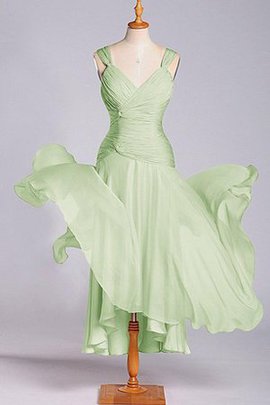 Robe demoiselle d'honneur naturel ligne a en chiffon longueur mollet ruché