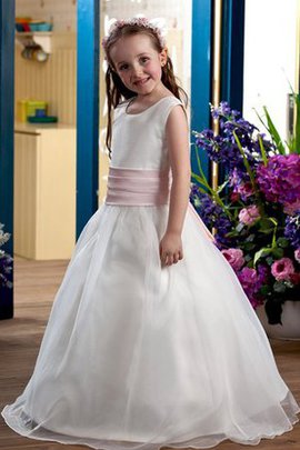 Robe de cortège enfant avec sans manches de col en v ligne a avec fleurs