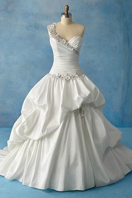 Robe de mariée sage jusqu'au sol manche nulle en chute ceinture avec perle