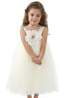 Robe de cortège enfant a-ligne en tulle manche nulle arrivée au cheville ceinture haut