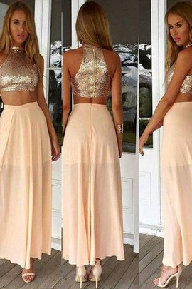 Robe de bal naturel elevé de princesse en tissu pailleté jusqu'à la cheville