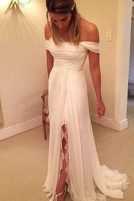 Robe de mariée naturel de princesse de lotus avec chiffon manche nulle