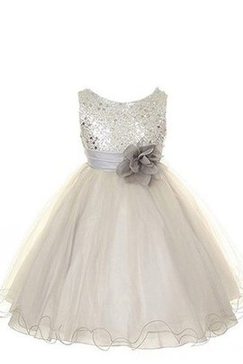 Robe de cortège enfant textile en tulle avec zip a-ligne en tissu pailleté manche nulle