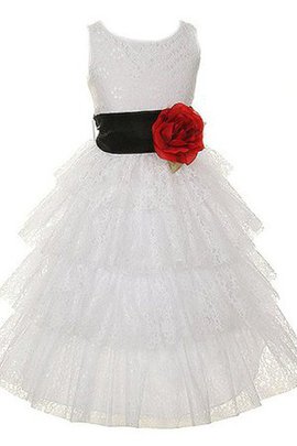 Robe de cortège enfant avec fleurs avec sans manches encolure ronde avec gradins