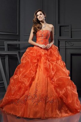 Robe de quinceanera naturel de mode de bal avec lacets col en forme de cœur en organza