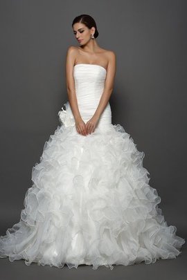 Robe de mariée naturel de mode de bal en organza de bustier avec fleurs