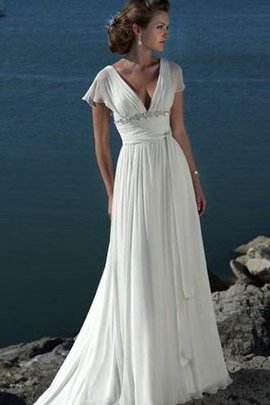 Robe de mariée avec manche courte multi couche fermeutre eclair avec ruban a plage