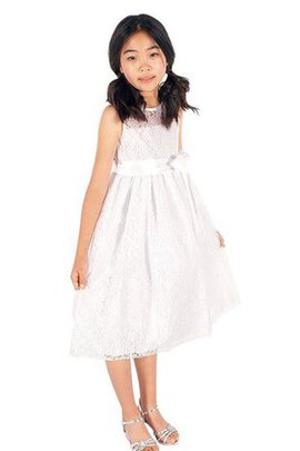 Robe de cortège enfant a-ligne avec décoration dentelle manche nulle avec fleurs