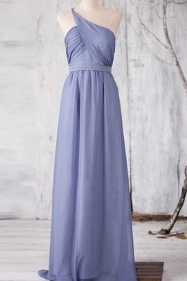 Robe demoiselle d'honneur facile a-ligne ruché longueur au niveau de sol avec perle