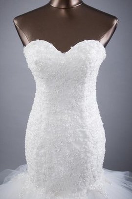 Robe de mariée naturel avec décoration dentelle en organza de sirène manche nulle