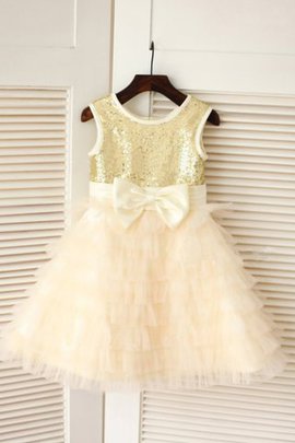 Robe de cortège enfant longue avec nœud à boucle ligne a de princesse textile en tulle