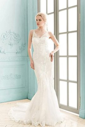 Robe de mariée facile naturel jusqu'au sol v encolure appliques