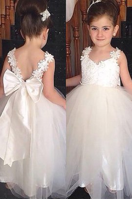 Robe de cortège enfant en tulle de col en cœur jusqu'au sol manche nulle de mode de bal