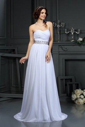 Robe de mariée longue naturel ligne a de traîne moyenne manche nulle