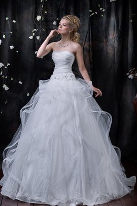 Robe de mariée de mode de bal de traîne moyenne ruché en tulle de lotus