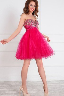 Robe fête de la rentrée attirent bref textile en tulle de col en cœur avec perle