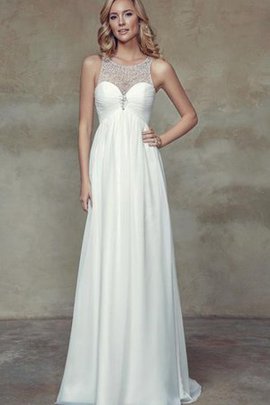 Robe de mariée simple de tour de ceinture en haute ruché en chiffon encolure ronde