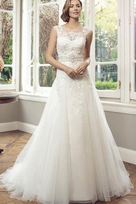 Robe de mariée longue manche nulle en dentelle ligne a col en bateau