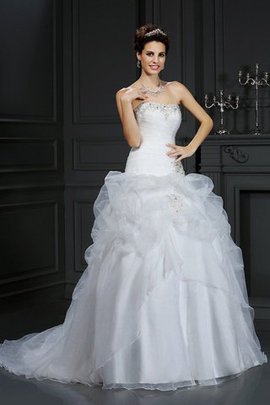 Robe de mariée naturel longue en organza de mode de bal manche nulle