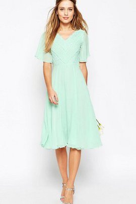 Robe demoiselle d'honneur plissage facile avec chiffon manche nulle ligne a