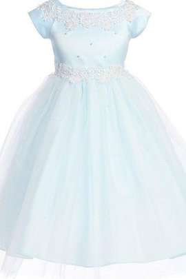 Robe de cortège enfant naturel avec perle de mode de bal en satin a-ligne