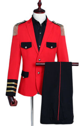 Costume homme 2 pièces smoking avec pantalon costumes pour hommes rouge