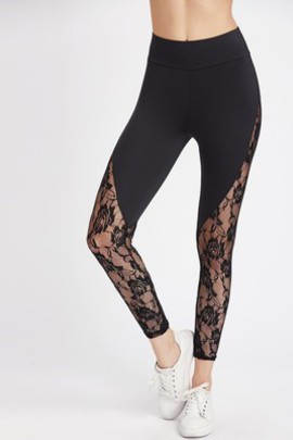 Leggings incrusté accrocheur en dentelle