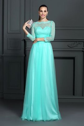 Robe de soirée de princesse de traîne courte col en bateau en 3/4 manche avec zip