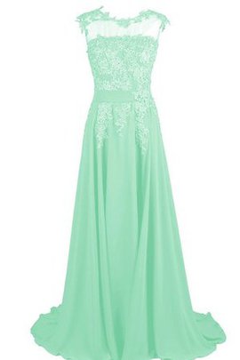 Robe de bal facile en chiffon avec manche courte a-ligne decoration en fleur