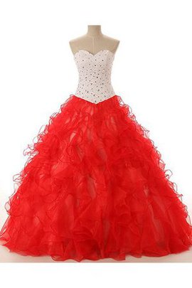 Robe de quinceanera naturel de col en cœur cordon en satin de mode de bal