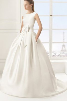 Robe de mariée delicat en satin de mode de bal avec bouton encolure ronde