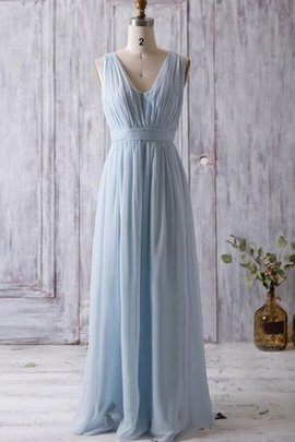 Robe demoiselle d'honneur delicat ruché v encolure fermeutre eclair avec chiffon