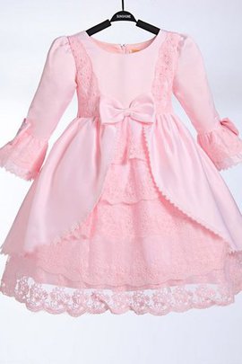 Robe de cortège enfant longue naturel longueur au ras du sol col u profond en satin