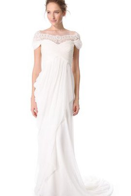 Robe de mariée plissé facile avec fronce noeud avec manche épeules enveloppants