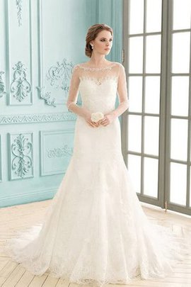 Robe de mariée delicat simple maillot avec manche 3/4 ligne a