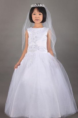 Robe de cortège enfant textile en tulle manche nulle ligne a de mode de bal appliques