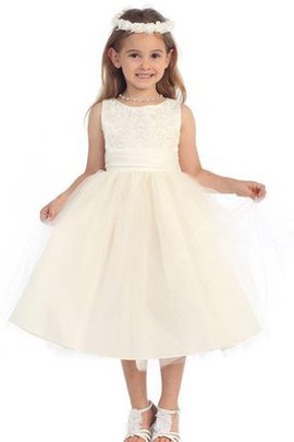 Robe de cortège enfant avec perle appliques avec zip jusqu'au mollet manche nulle